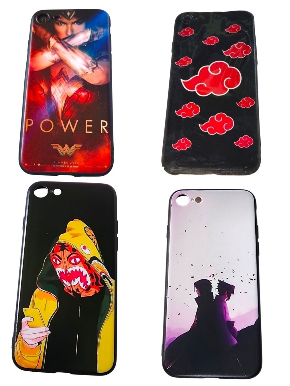 4pc Bape, anime Naruto Akatsuki, Itachi, wonder woman cases For iPhone 6/7/8/SE